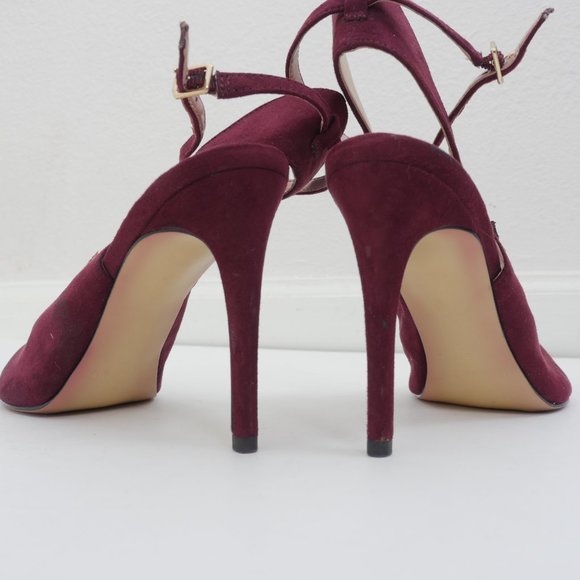 Marc Fisher Burgundy Suede Ankle Strap 4" Heel Pointed Toe Size 8 High Heel Shoe - Picture 4 of 9